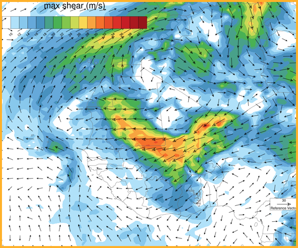 Max shear from 925-800 hPa to 700-500 hPa